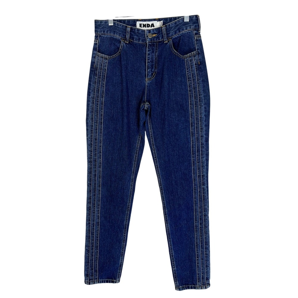 Enda Blue Mom Tapered Casual Curvy Modern Stylish Y2K Mid Rise Jeans Pants 27